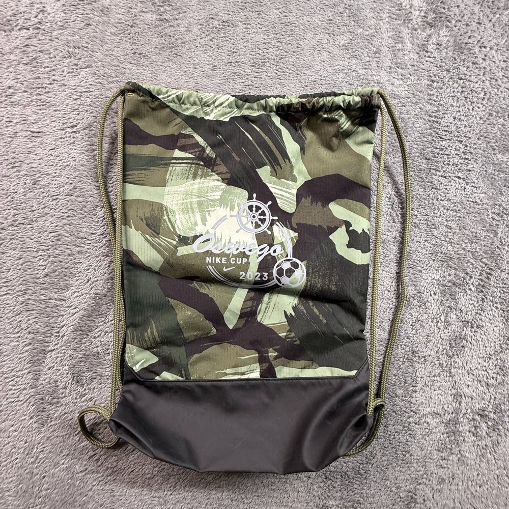 Nike Camo Drawstring Gym Bag Sack Soccer Oswego Cup 2023 Green Black Polyester